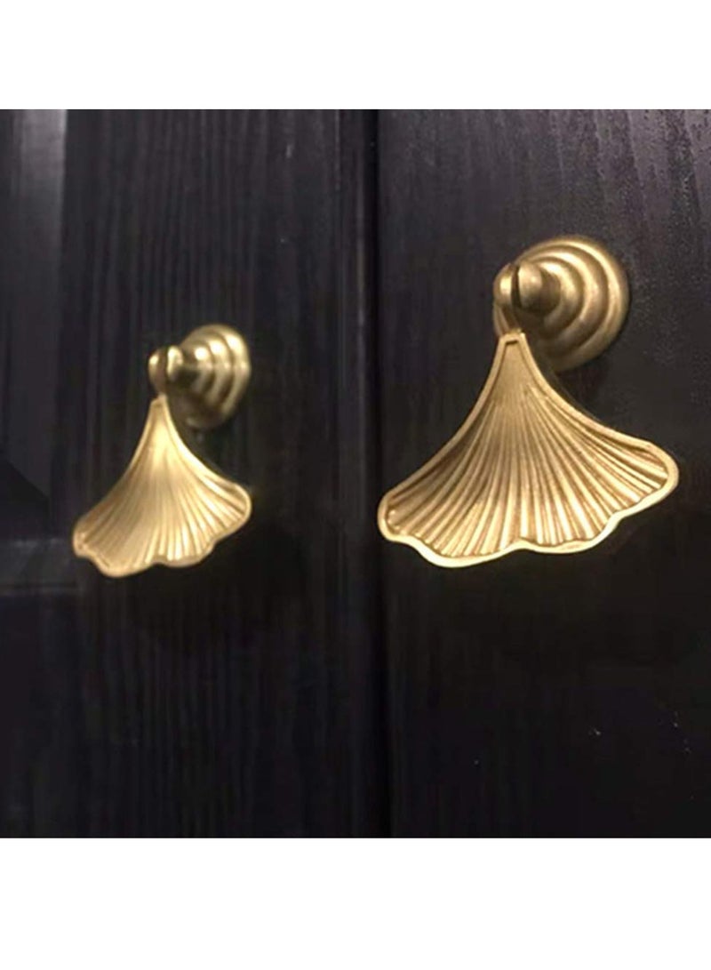 KASTWAVE Knob Handles for Furniture, Golden Drop Pendant Pull Handle Fashion Ginkgo Leaf Shape Dresser Knobs Kitchen Bathroom Cabinet Door Drawer 2 pcs - Image 2