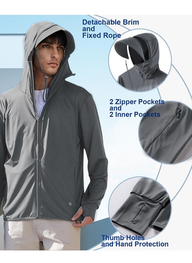 Generic Sun Shirts for Men Rash Guard Shirts Sun Protection Jacket Men Sun Protection Clothing Fishing Shirts UV Sun Hoodie Mens (3XL)  - Image 3