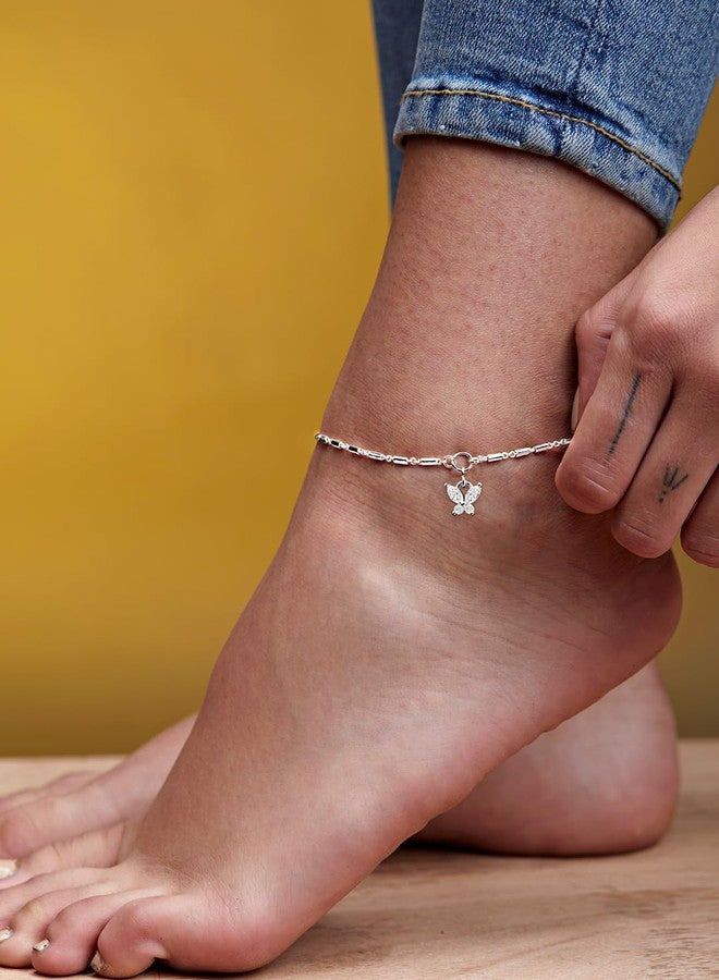 مينوتيا خلخال MINUTIAE مطلي بالفضة بتصميم سلسلة للنساء والفتيات_MNT0391BT_S - Image 3