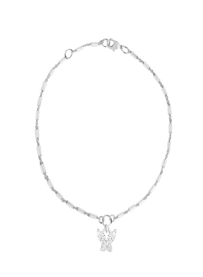 مينوتيا خلخال MINUTIAE مطلي بالفضة بتصميم سلسلة للنساء والفتيات_MNT0391BT_S - Image 1