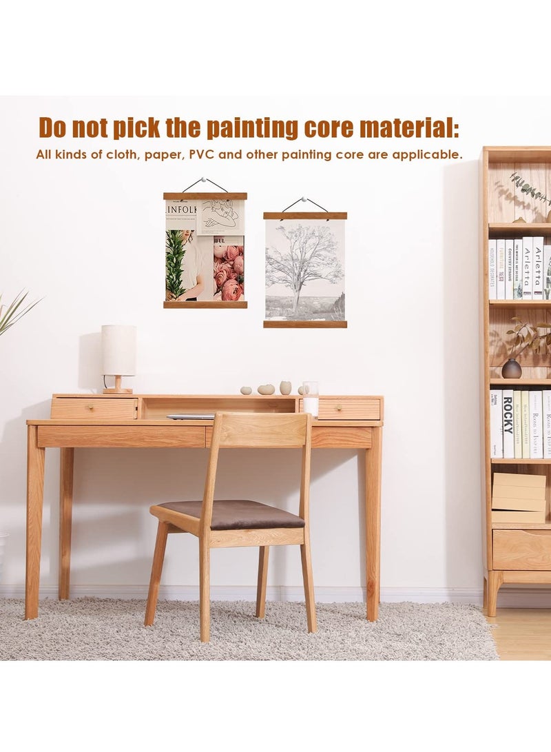 SYOSI Magnetic Poster Hanger 2 Pack A4 Poster Frame Hangers Light Wood Wooden Poster Frame Hanging Kit Walls Hanging Scroll Artwork (11x7.8in) - Image 3