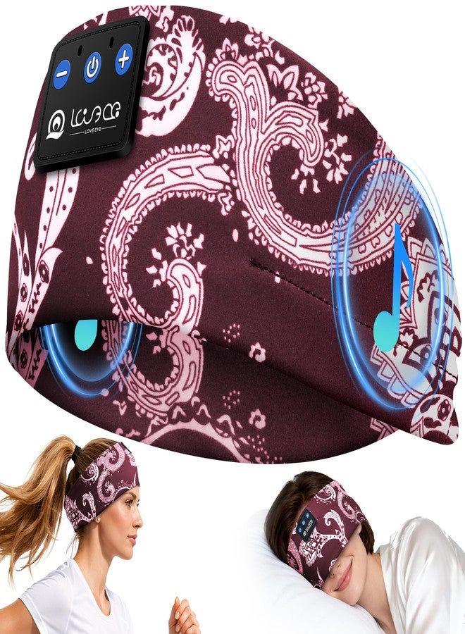 LOVE EYE Sleep Headphones Bluetooth 5.4, Sleep Mask Wireless Music Eye Mask for Side Sleepers, Soft Breathable Music Headband with HD Speaker for Workout Jogging Yoga Insomnia Travel Gift (Plum Red - Image 1