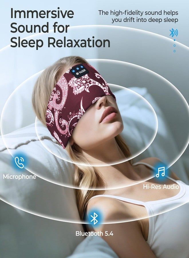 LOVE EYE Sleep Headphones Bluetooth 5.4, Sleep Mask Wireless Music Eye Mask for Side Sleepers, Soft Breathable Music Headband with HD Speaker for Workout Jogging Yoga Insomnia Travel Gift (Plum Red - Image 4