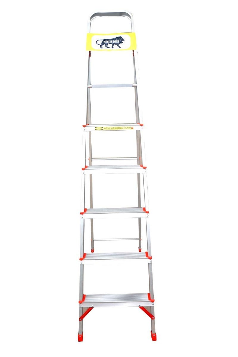 LEPOSE سلم منزلي سلم 5 خطوات منزلي سلم ألومنيوم قابل للطي للسلم المنزلي سلم ألومنيوم سلم قابل للطي للسلم للاستخدام المنزلي سلم ألومنيوم 5 خطوات أبيض - Image 2