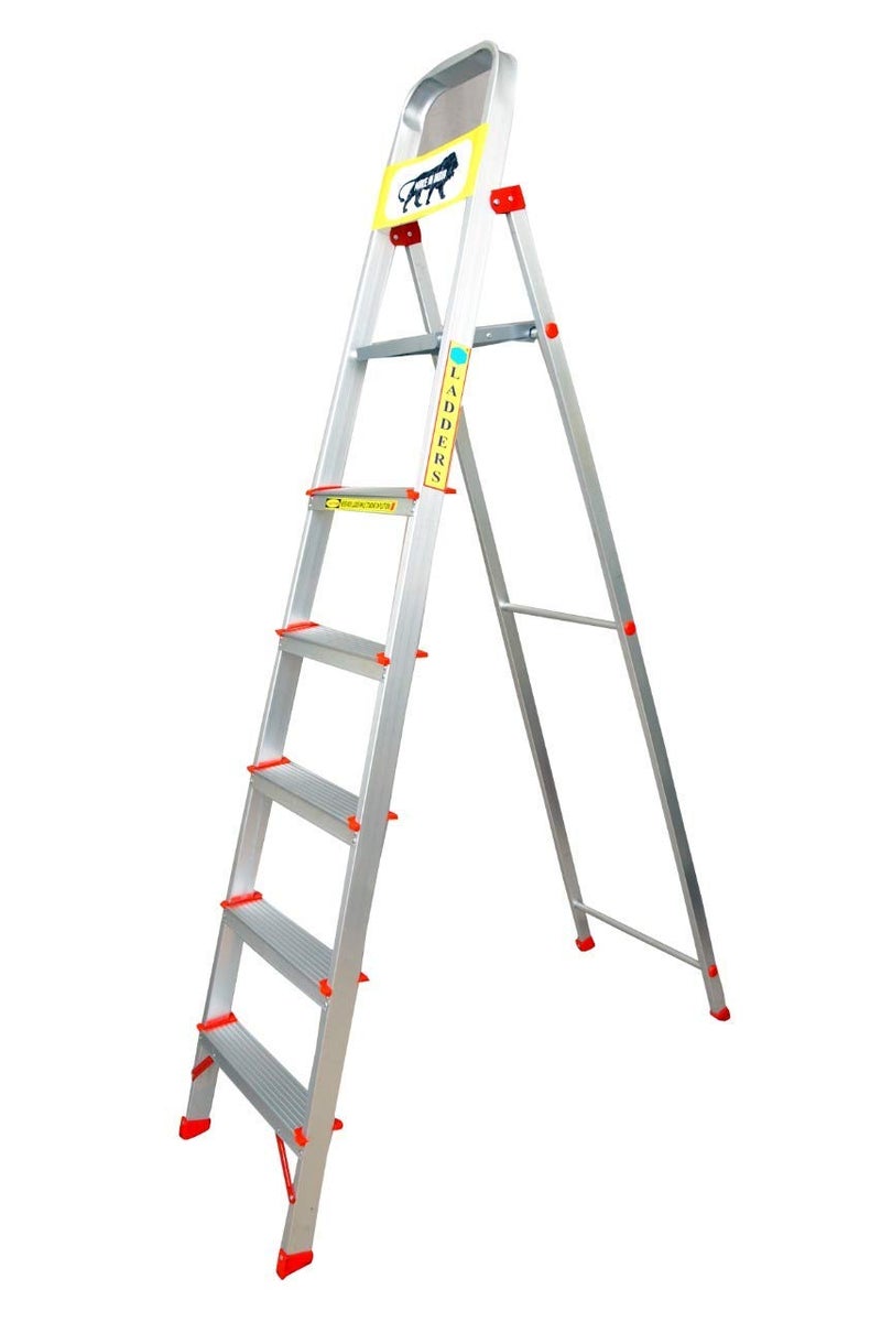 LEPOSE سلم منزلي سلم 5 خطوات منزلي سلم ألومنيوم قابل للطي للسلم المنزلي سلم ألومنيوم سلم قابل للطي للسلم للاستخدام المنزلي سلم ألومنيوم 5 خطوات أبيض - Image 1