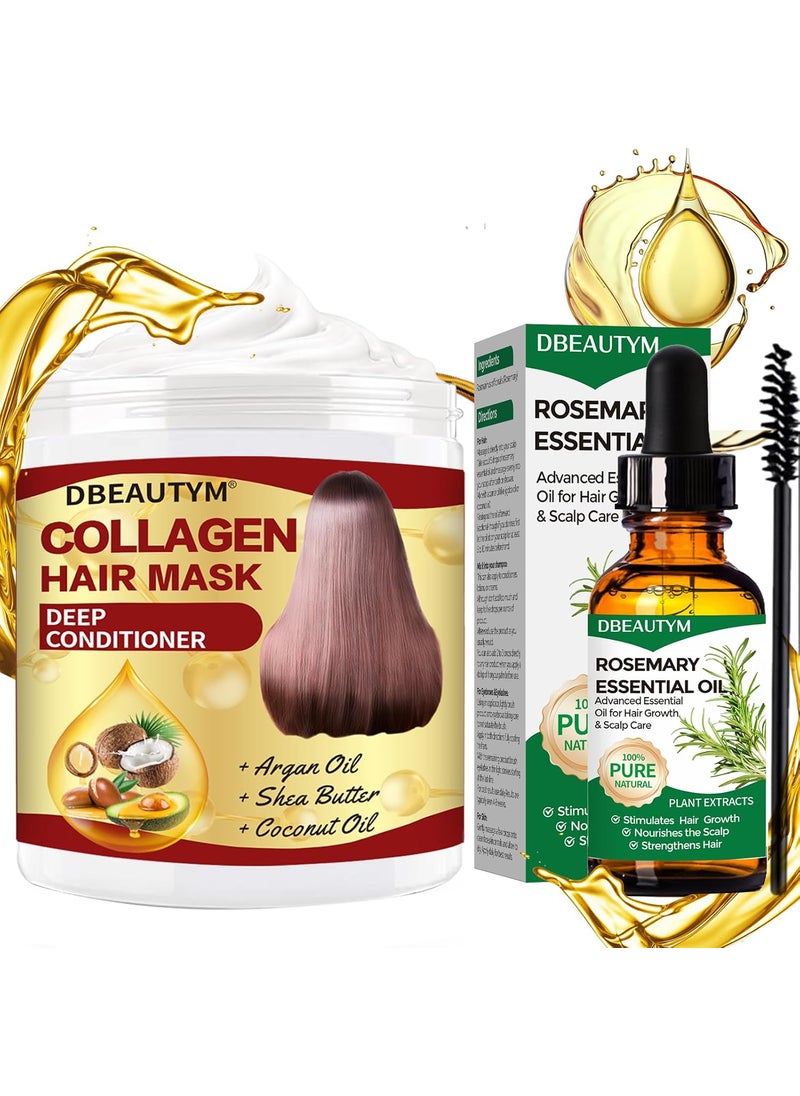 DBEAUTYM Collagen Hair Treatment Hair Mask  Rosemary Hair Growth OilDeep Conditioner Hydrating Hair Mask for Dry Damaged HairHair Growth Oil for Hair LossNatural Hair Regrowth Treatment for Men and Women 