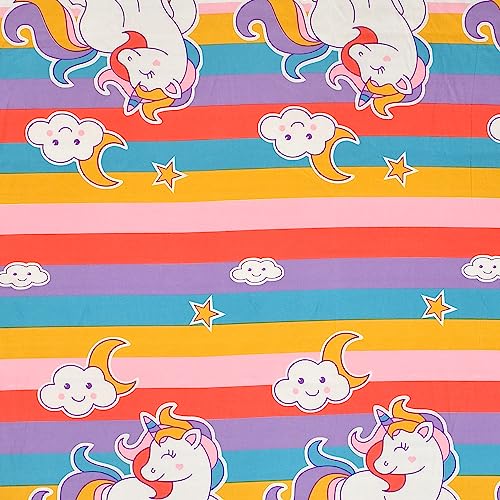 DECOREZA 350 TC King Size Elastic Fitted Bedsheet with Deep Pocket Cotton Feel Bed Sheet for Double Bed, Soft, Breathable & Wrinkle-Resistant, Includes 2 Pillow Covers, Size - 72"x72" Unicorn - Image 5