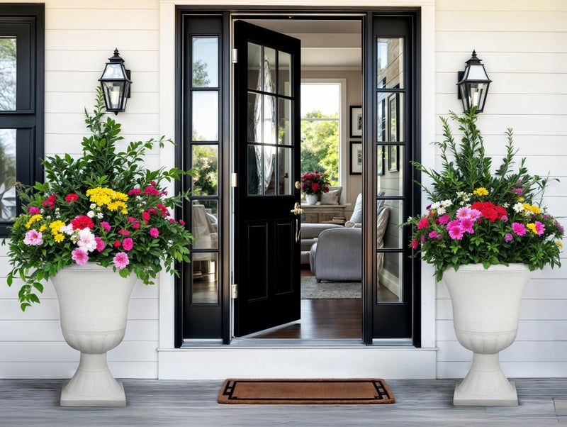 Ultym 22" H Urn Tall Planters, 2-Pack Large Flower Pots for Indoor Outdoor Use, Elegant White Terrazzo Weather-Resistant Pot Containers for Garden Patio Yard Balcony Entryway or Home DÃ©cor, KD Base - Image 3