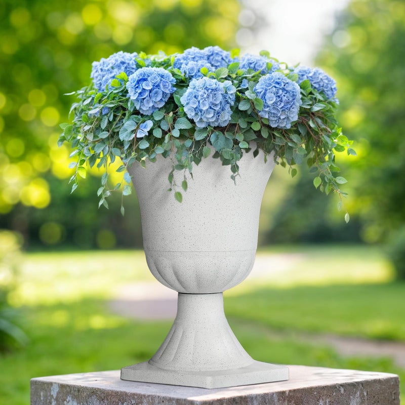 Ultym 22" H Urn Tall Planters, 2-Pack Large Flower Pots for Indoor Outdoor Use, Elegant White Terrazzo Weather-Resistant Pot Containers for Garden Patio Yard Balcony Entryway or Home DÃ©cor, KD Base - Image 4