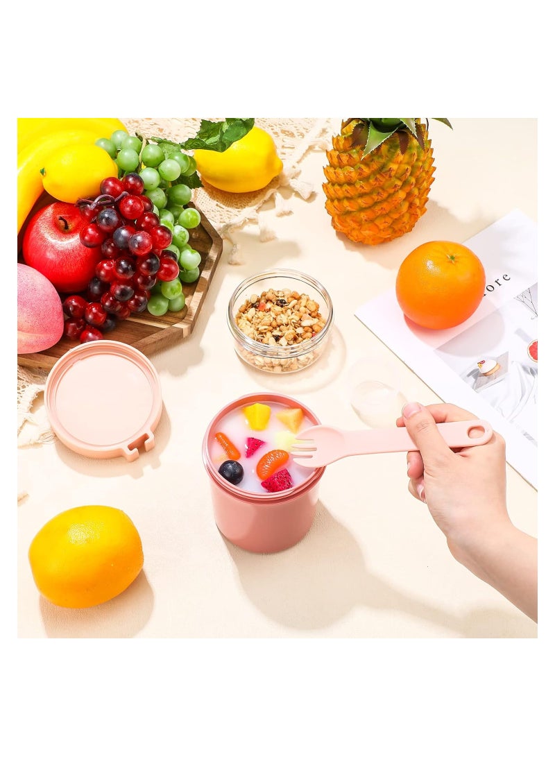 SOLARAE Reusable Overnight Oats Containers with Lids, Plastic Yogurt Parfait Cups with Sporks, Perfect for Takeaway, 4 Pack (26.72 oz) - Ideal for Salads, Yogurt, and Toppings. - Image 3