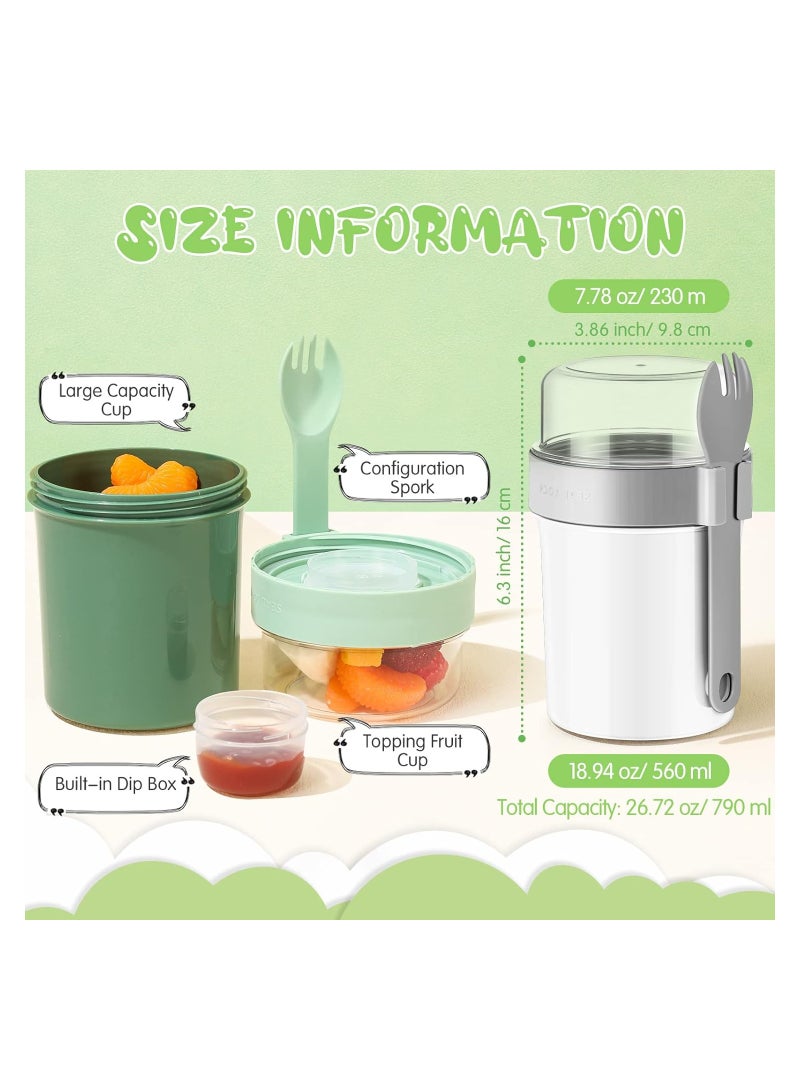 SOLARAE Reusable Overnight Oats Containers with Lids, Plastic Yogurt Parfait Cups with Sporks, Perfect for Takeaway, 4 Pack (26.72 oz) - Ideal for Salads, Yogurt, and Toppings. - Image 2