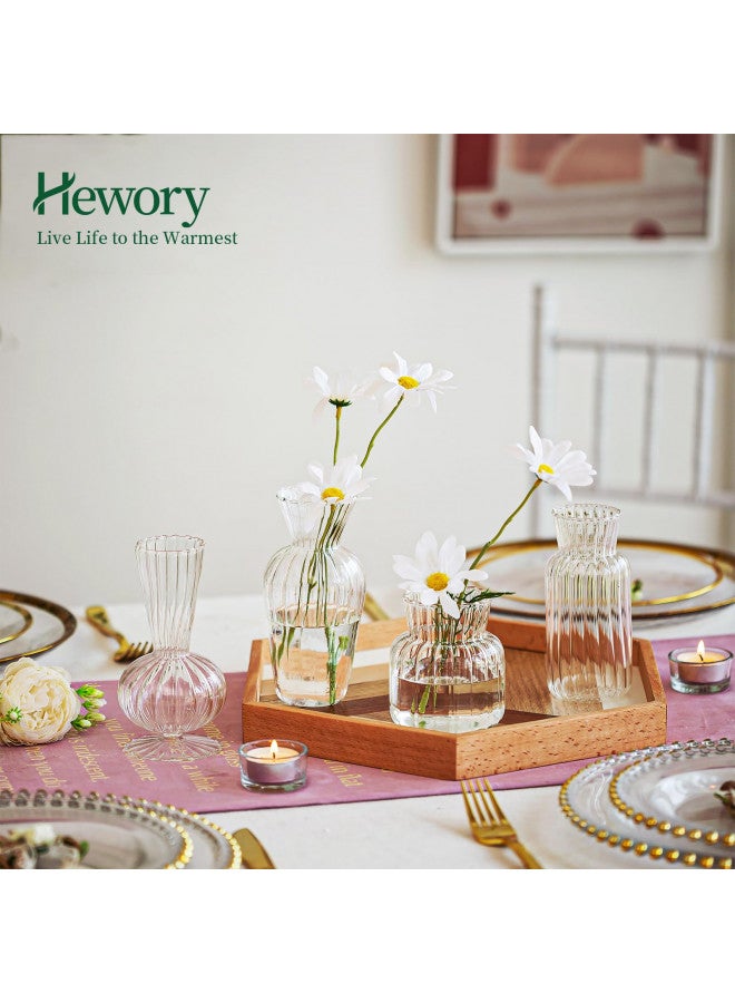 Hewory Mini Glass Vases for Centerpieces - Hewory Clear Small Bud Vases in Bulk, Cute Flower Vases Set for Wedding, Home Decoration, Table Decor (Clear, 4)  - Image 2