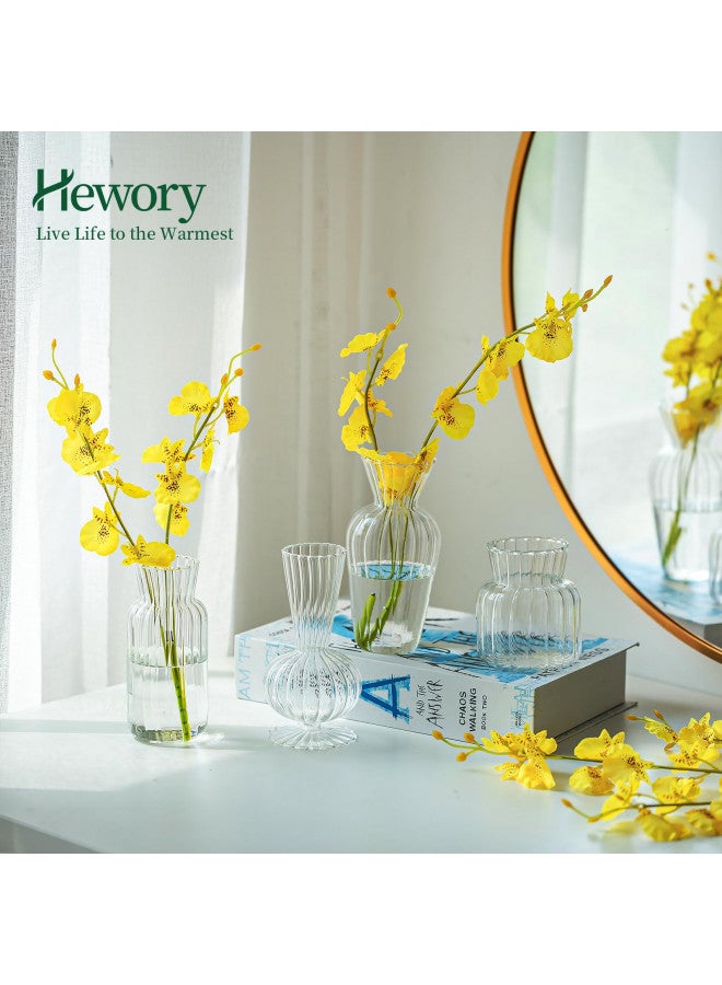 Hewory Mini Glass Vases for Centerpieces - Hewory Clear Small Bud Vases in Bulk, Cute Flower Vases Set for Wedding, Home Decoration, Table Decor (Clear, 4)  - Image 3