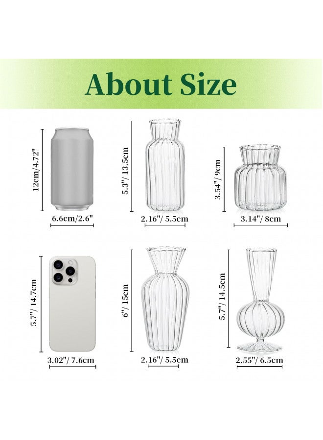 Hewory Mini Glass Vases for Centerpieces - Hewory Clear Small Bud Vases in Bulk, Cute Flower Vases Set for Wedding, Home Decoration, Table Decor (Clear, 4)  - Image 4