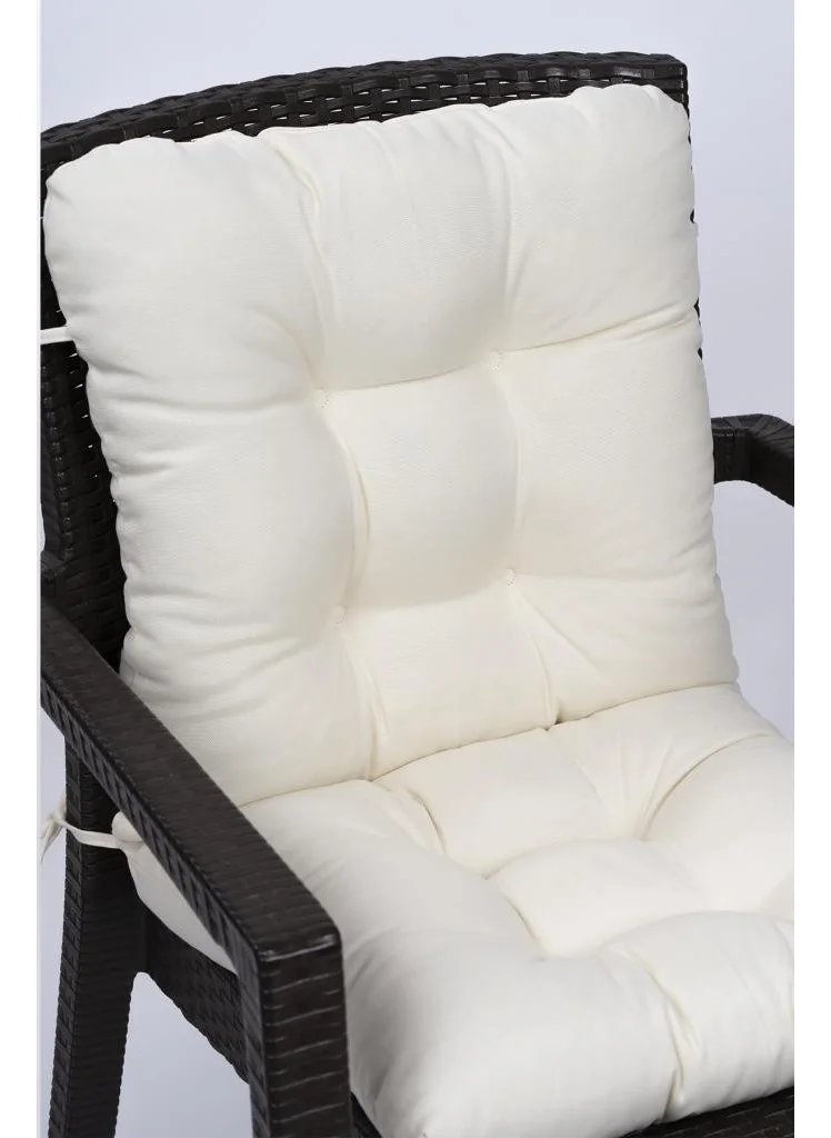 Altın Pamuk Neva Pofidik Cream Backed Chair Cushion Special Stitched Laced 44x88 Cm