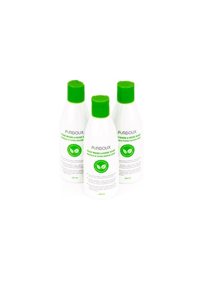 Purdoux CPAP Cleaning Soap for Hose and Mask (3 Bottle 250mL/8.04 oz pack) (Green Tea and Mint Scent) - Image 1