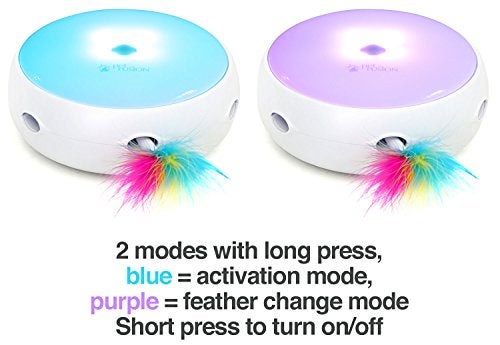 PetFusion [New & Improved Ambush Interactive Electronic Cat Toy w/Rotating Feather. (Quiet, 3 Modes, Nighttime Light, Auto Shut-Off, Batteries Incl). Replacement Feathers Available. 12 Month Warranty - Image 4