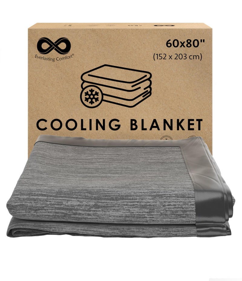 Everlasting Comfort Cooling Blanket for Hot Sleepers (60"x80") - Dual-Sided Cold Throw Blankets with Icy Cool Fibers, Lightweight for Bed, Sweat-Free Sleep & Night Sweats Relief in Summer & Winter - Image 1