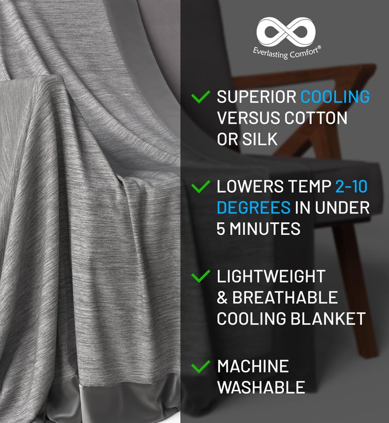 Everlasting Comfort Cooling Blanket for Hot Sleepers (60"x80") - Dual-Sided Cold Throw Blankets with Icy Cool Fibers, Lightweight for Bed, Sweat-Free Sleep & Night Sweats Relief in Summer & Winter - Image 2