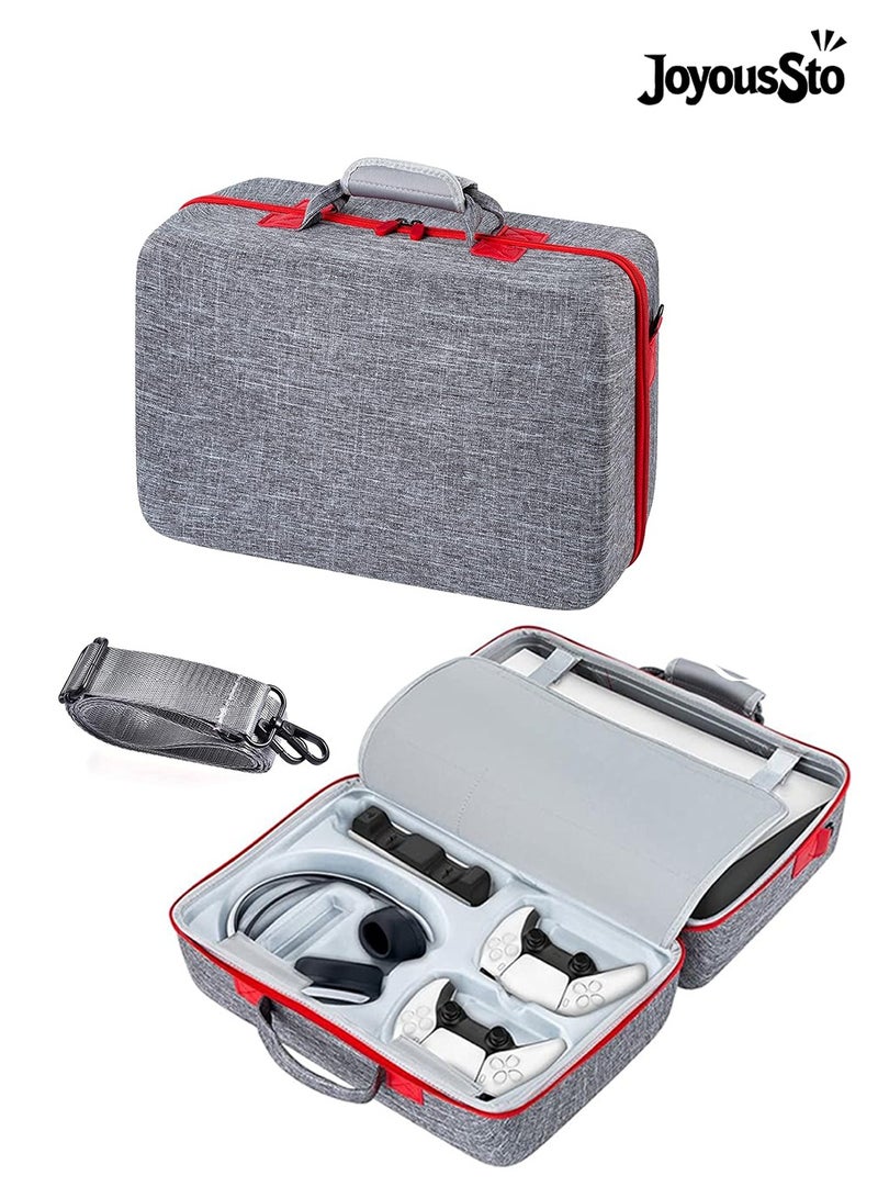 JoyousSto Carrying Case for PS5 Hard Shell Carry Case Travel Bag, Large Capacity, Shockproof and Waterproof Storage Bag for PS5, Portable Protective Case Compatible with PS5 Console, Dual Controller,Disk Headset Base Etc,Grey - Image 1