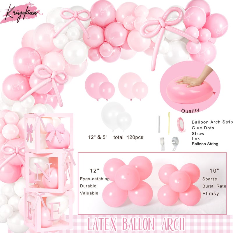 Kriyokiaa Girls Just Wanna Be One birthday Decorations for Girl Coquette First Birthday Decorations with Balloons Arch, Highchair Banner Bow Theme Backdrop, Photo Banner, Cake Topper - Image 5