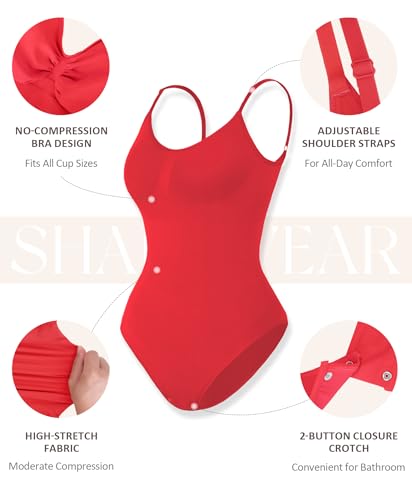 FeelinGirl Body Shaper Tummy Control Bodysuit Shapewear Seamless Waist Trainer Butt Lifter Rust Red M/L - Image 4