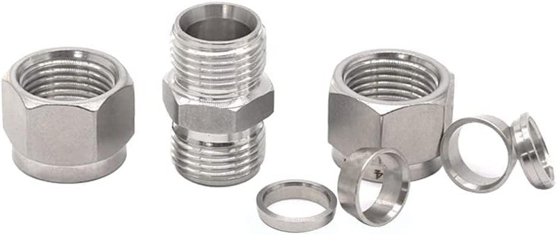 Yoebor Metalwork 304 Stainless Steel Compression Tube Fitting Union 5/8" OD x 5/8" OD Coupling (2 Pcs) - Image 3