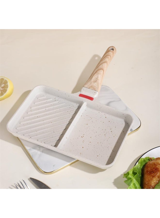Arabest Non-stick Aluminum Divided Griddle Pan, 9.8 * 6.3 Inch, 2-Section Versatile Grill Pan for Cooking Eggs, Steaks, Chickens, All Stove Compatible - Image 4