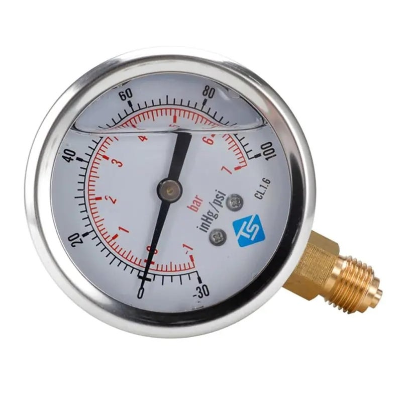 Oil Filled Vacuum Pressure Gauge 0 4 Bar High Precision 1 4 BSP Radial Chemical Use - Image 2