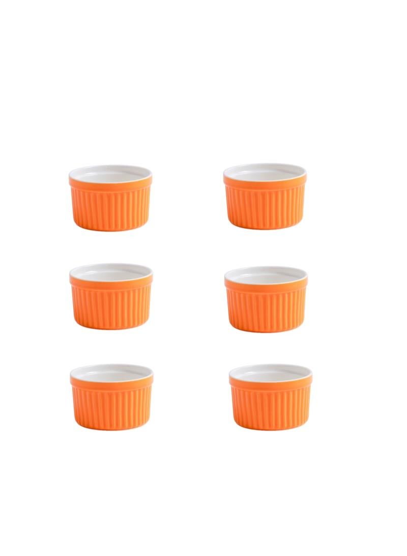 Y&D 6-Piece Classic Souffle Dish Ramekin Set Orange/White  - Image 1