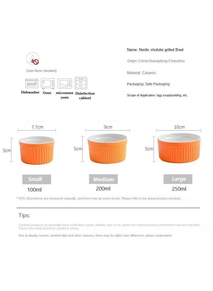 Y&D 6-Piece Classic Souffle Dish Ramekin Set Orange/White  - Image 2