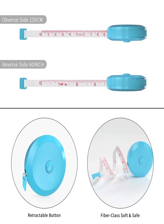DiCUNO 60-Inch 1.5 Meter Soft and Retractable Tape Body Tailor Sewing Craft Cloth Dieting Measuring Tape (3 Pcs of Sky-Blue) - Image 3