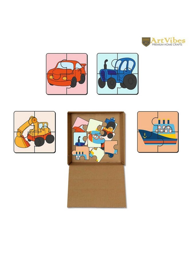 Artvibes Vehicle Wooden Jigsaw Puzzle Games for Children & Kids | Jigsaw Puzzles for Kids Age 2-5 | 4 Pieces Puzzles | Toddler's Wooden Puzzle (PZ_508NN), Set of 6 - Image 5