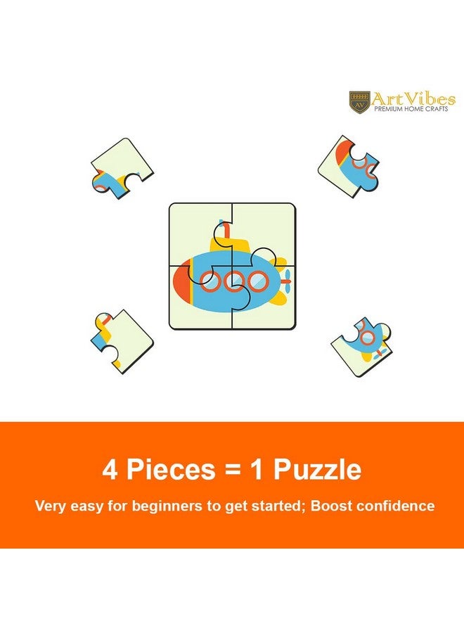 Artvibes Vehicle Wooden Jigsaw Puzzle Games for Children & Kids | Jigsaw Puzzles for Kids Age 2-5 | 4 Pieces Puzzles | Toddler's Wooden Puzzle (PZ_508NN), Set of 6 - Image 2