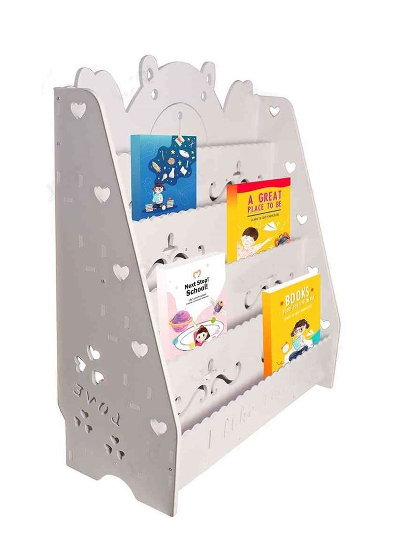 UKR - UKR Kids Bookshelf 'I Like Reading' – 5-Tier White Standing Bookcase for Easy Access | Holds Up to 60 Books | Perfect Children's Room Organizer & Storage Solution | Space-Saving Book Shelf for Toddlers & Kids (80x90 cm) - Image 1