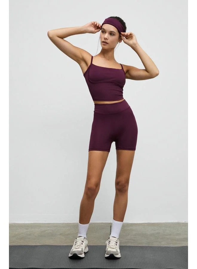 Urban Beat  SHAVONTE Women's Stretchy and Soft-Textured Underbust Wired Padded Burgundy Sports Bustier for Women | Best Price UAE