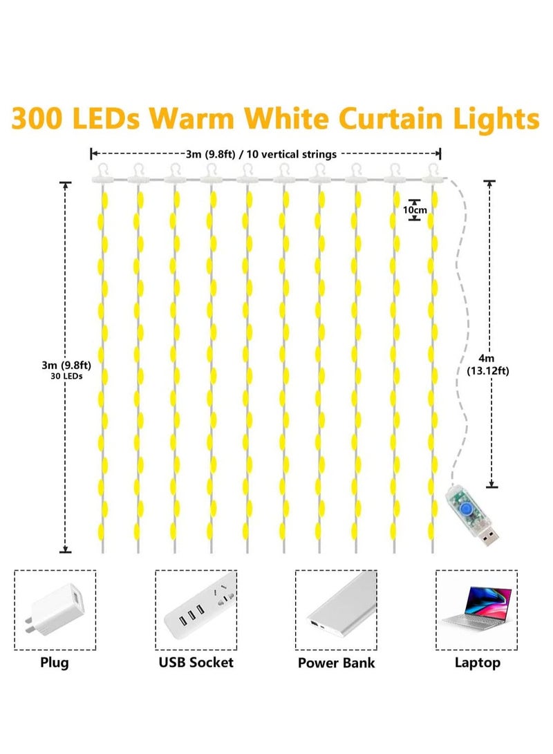 شاني لعنوان: مصابيح ستائر LED من شاني لحفلات الزفاف وديكورات المنزل، بجهاز تحكم عن بُعد، 9.8 × 9.8 قدم - Image 2