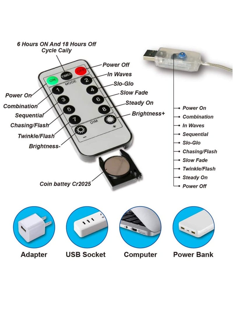 شاني لعنوان: مصابيح ستائر LED من شاني لحفلات الزفاف وديكورات المنزل، بجهاز تحكم عن بُعد، 9.8 × 9.8 قدم - Image 3