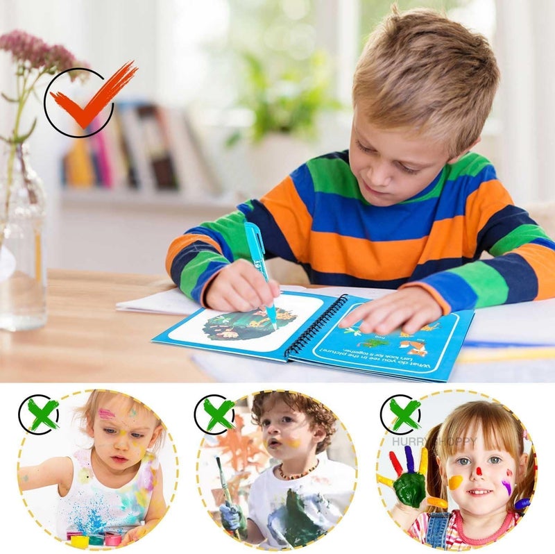 E-DUNIA Water Magic Book,Reusable Painting Book Unicorn Dinosaur Animal Ocean Universe Cartoon Painting for Toddlers Educational Learning Kits Gifts for Children(Random Design & Assorted Color) (4) - Image 4