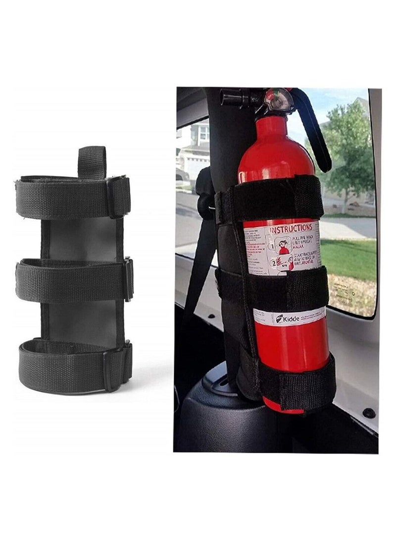 VIUAUAX Adjustable Roll Bar Fire Extinguisher Mount Holder 3 lb for Jeep Wrangler Unlimited CJ YJ LJ TJ JK JKU JL JLU 4XE,(Black)，Car Fire Extinguisher, Adjustable Strap, Racing Fire Extinguisher Sling, Bracket Mounting Strap - Image 1