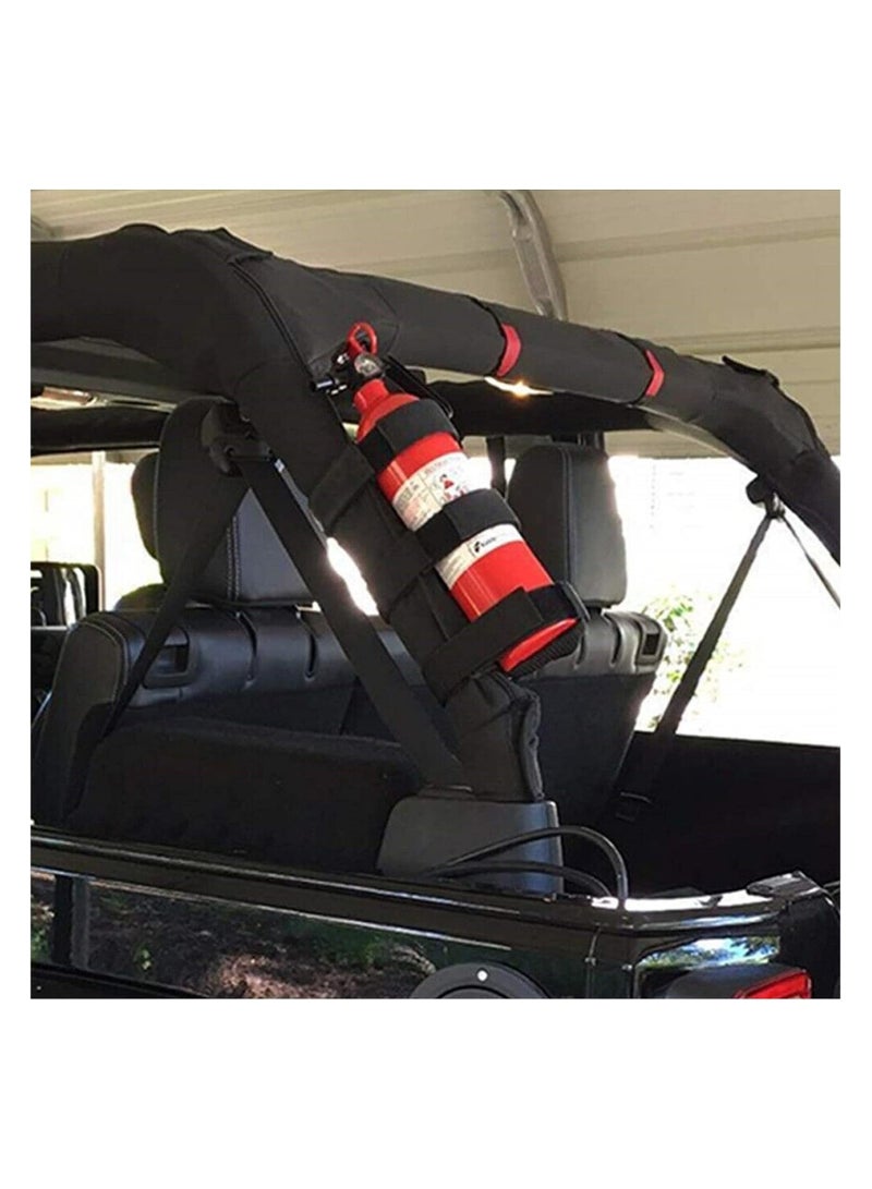 VIUAUAX Adjustable Roll Bar Fire Extinguisher Mount Holder 3 lb for Jeep Wrangler Unlimited CJ YJ LJ TJ JK JKU JL JLU 4XE,(Black)，Car Fire Extinguisher, Adjustable Strap, Racing Fire Extinguisher Sling, Bracket Mounting Strap - Image 5