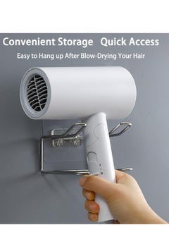 RATSAW Self Adhesive Wall Mount Stainless Steel Blow Hair Dryer Storage Holder Rack with Hooks  - Image 3