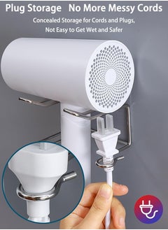 RATSAW Self Adhesive Wall Mount Stainless Steel Blow Hair Dryer Storage Holder Rack with Hooks  - Image 2