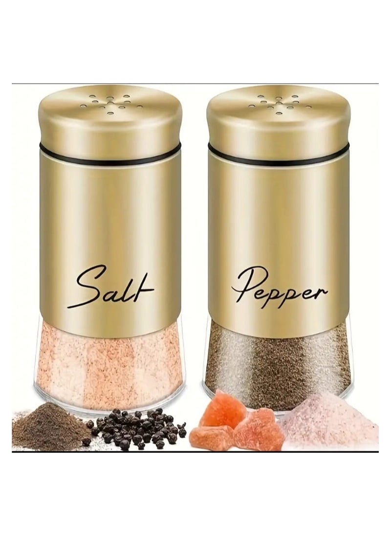 LDQ - 2PCS/Set,Salt And Paper Shaker Set,Glasss Bottom Salt And Pepper Shakers With Stainless Steel Lid,Suitable For Kitchen Gadgets Cooking Table,RV,Camping,BBQ Refillable Design - Image 1