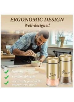 LDQ 2PCS/Set,Salt And Paper Shaker Set,Glasss Bottom Salt And Pepper Shakers With Stainless Steel Lid,Suitable For Kitchen Gadgets Cooking Table,RV,Camping,BBQ Refillable Design  - Image 2