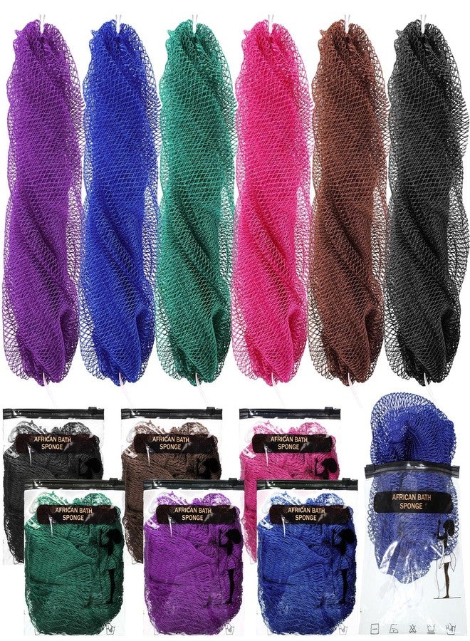 SiliFine 6 Pcs African Net Sponge Authentic Bulk Exfoliating Bath Shower Loofah Sponge Body Scrubber Back Washer for Daily Use, Travel, Gym, or Vacations Portable Bath Accessories, Practical Gifts - Image 1