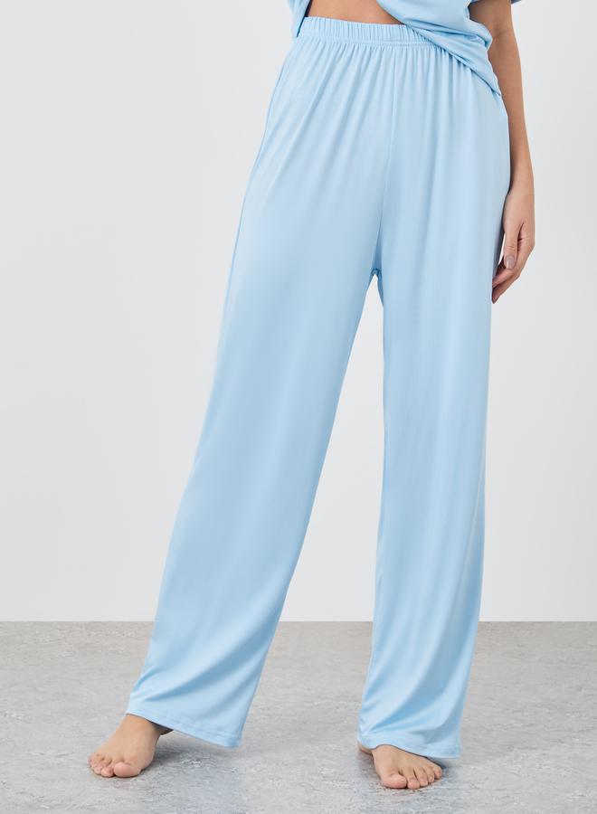 Take Two Solid Front Button Short Sleeve T-Shirt and Pyjama Set - Image 4