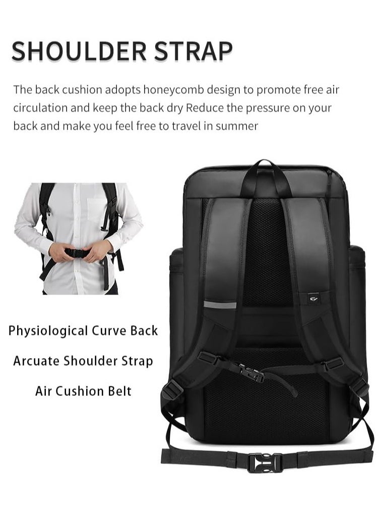 Skycare - Skycare 45L Business Travel Backpack, Expandable Waterproof Laptop Bag with Independent Shoe Compartment, USB Charging Port, Anti-Theft Pocket, and Thermal Side Pockets - Image 1