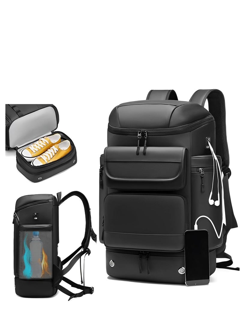 Skycare - Skycare 45L Business Travel Backpack, Expandable Waterproof Laptop Bag with Independent Shoe Compartment, USB Charging Port, Anti-Theft Pocket, and Thermal Side Pockets - Image 1