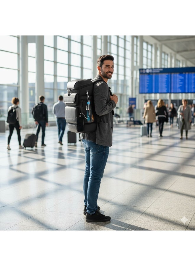 Skycare 45L Business Travel Backpack, Expandable Waterproof Laptop Bag with Independent Shoe Compartment, USB Charging Port, Anti-Theft Pocket, and Thermal Side Pockets - Image 2